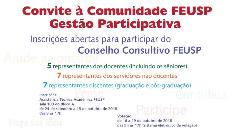 Gestão Participativa FEUSP – Inscrições para compor o Conselho Consultivo