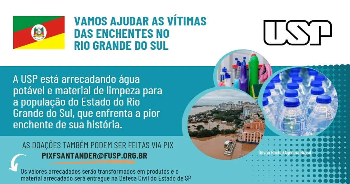 USP lança a campanha Vamos Ajudar as Vítimas das Enchentes no RS