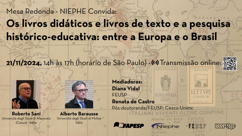 NIEPHE Convida: Os livros didáticos e livros de texto e a pesquisa histórico-educativa: entre a Europa e o Brasil