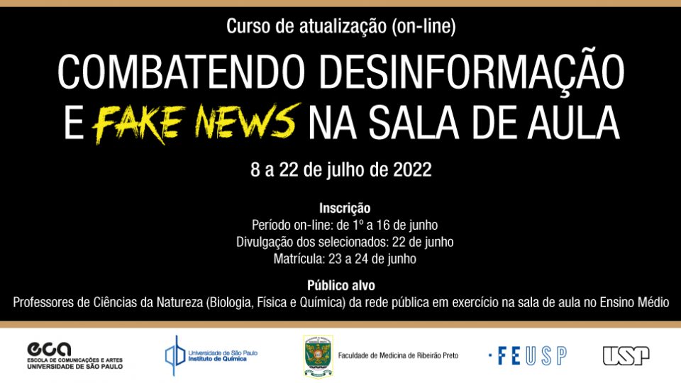 Combatendo desinformação e Fake News na sala de aula – Curso de Extensão de atualização (on-line)