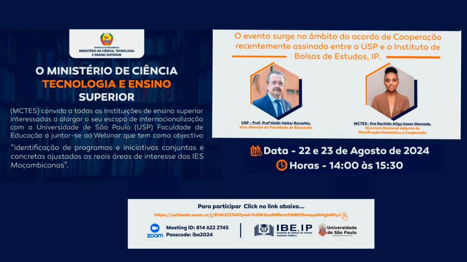 Evento – Acordo de Cooperação entre USP e Instituto de Bolsas de Estudo, IP (Moçambique)