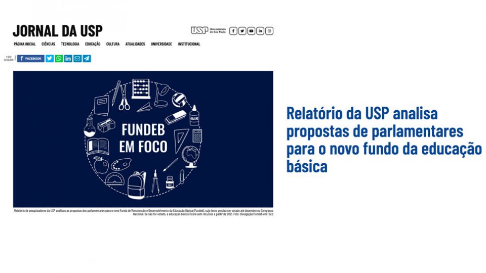 Fundeb em foco – Relatório da USP analisa propostas de parlamentares para o novo fundo da educação básica