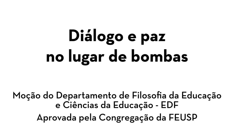 Diálogo e paz no lugar de bombas 