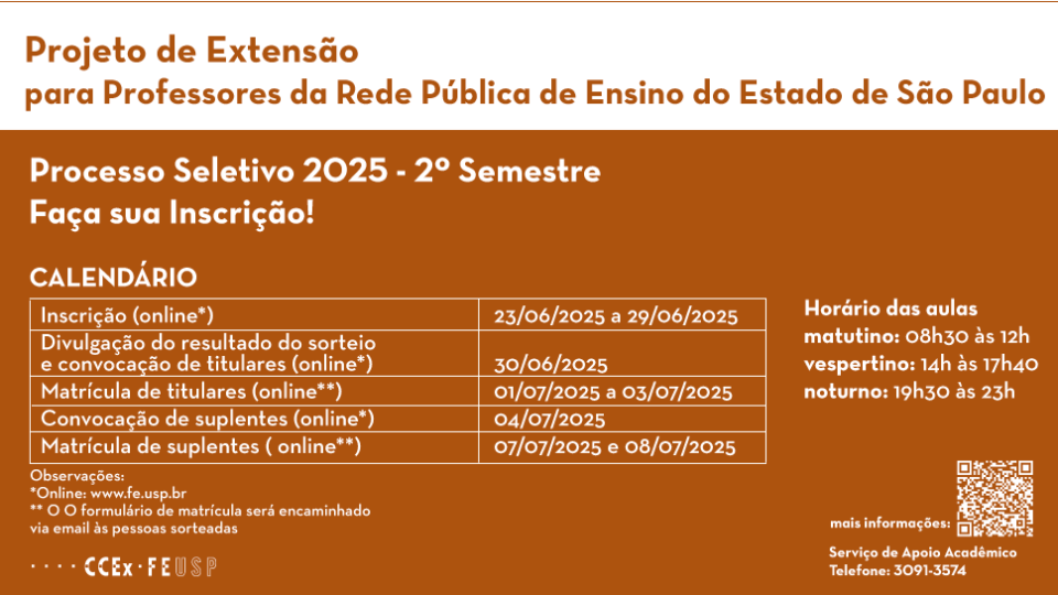 Projeto de Extensão para Professores da Rede Pública de Ensino do Estado de São Paulo